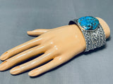 Impressive San Felipe Blue Diamond Turquoise Sterling Silver Bracelet-Nativo Arts
