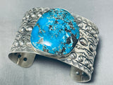 Impressive San Felipe Blue Diamond Turquoise Sterling Silver Bracelet-Nativo Arts