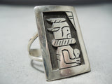 Impressive Vintage Hopi Sterling Silver Kachina Ring Native American Old-Nativo Arts