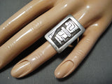 Impressive Vintage Hopi Sterling Silver Kachina Ring Native American Old-Nativo Arts