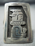 Impressive Vintage Hopi Sterling Silver Kachina Ring Native American Old-Nativo Arts