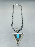 Impressive Vintage Native American Navajo Blue Diamond Turquoise Sterling Silver Necklace-Nativo Arts
