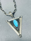 Impressive Vintage Native American Navajo Blue Diamond Turquoise Sterling Silver Necklace-Nativo Arts