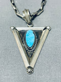 Impressive Vintage Native American Navajo Blue Diamond Turquoise Sterling Silver Necklace-Nativo Arts