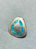 Impressive Vintage Native American Navajo Blue Gem Turquoise Sterling Silver Tie Tac-Nativo Arts