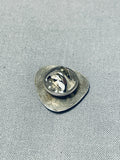 Impressive Vintage Native American Navajo Blue Gem Turquoise Sterling Silver Tie Tac-Nativo Arts