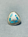 Impressive Vintage Native American Navajo Blue Gem Turquoise Sterling Silver Tie Tac-Nativo Arts