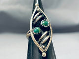 Impressive Vintage Native American Navajo Cerrillos Turquoise Sterling Silver Ring-Nativo Arts