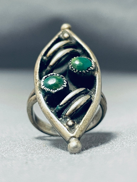 Impressive Vintage Native American Navajo Cerrillos Turquoise Sterling Silver Ring-Nativo Arts
