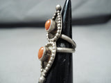 Impressive Vintage Native American Navajo Coral Sterling Silver Ring-Nativo Arts