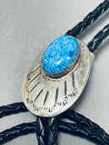 Impressive Vintage Native American Navajo Denim Lapis Sterling Silver Bolo-Nativo Arts