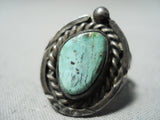 Impressive Vintage Native American Navajo Green Turquoise Sterling Silver Ring-Nativo Arts