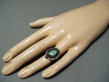 Impressive Vintage Native American Navajo Green Turquoise Sterling Silver Ring-Nativo Arts