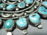 Impressive Vintage Native American Navajo Kingman & Royston Turquoise Sterling Silver Pin Old-Nativo Arts