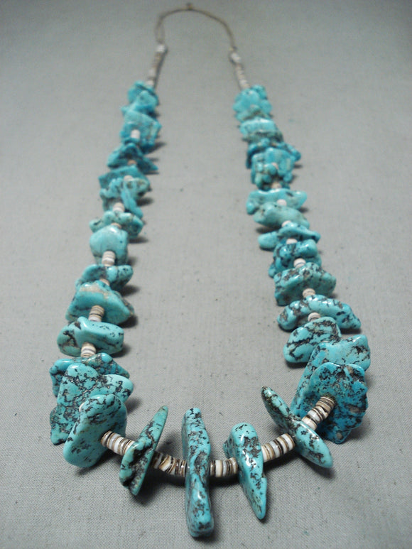 Impressive Vintage Native American Navajo Kingman Turquoise Necklace-Nativo Arts