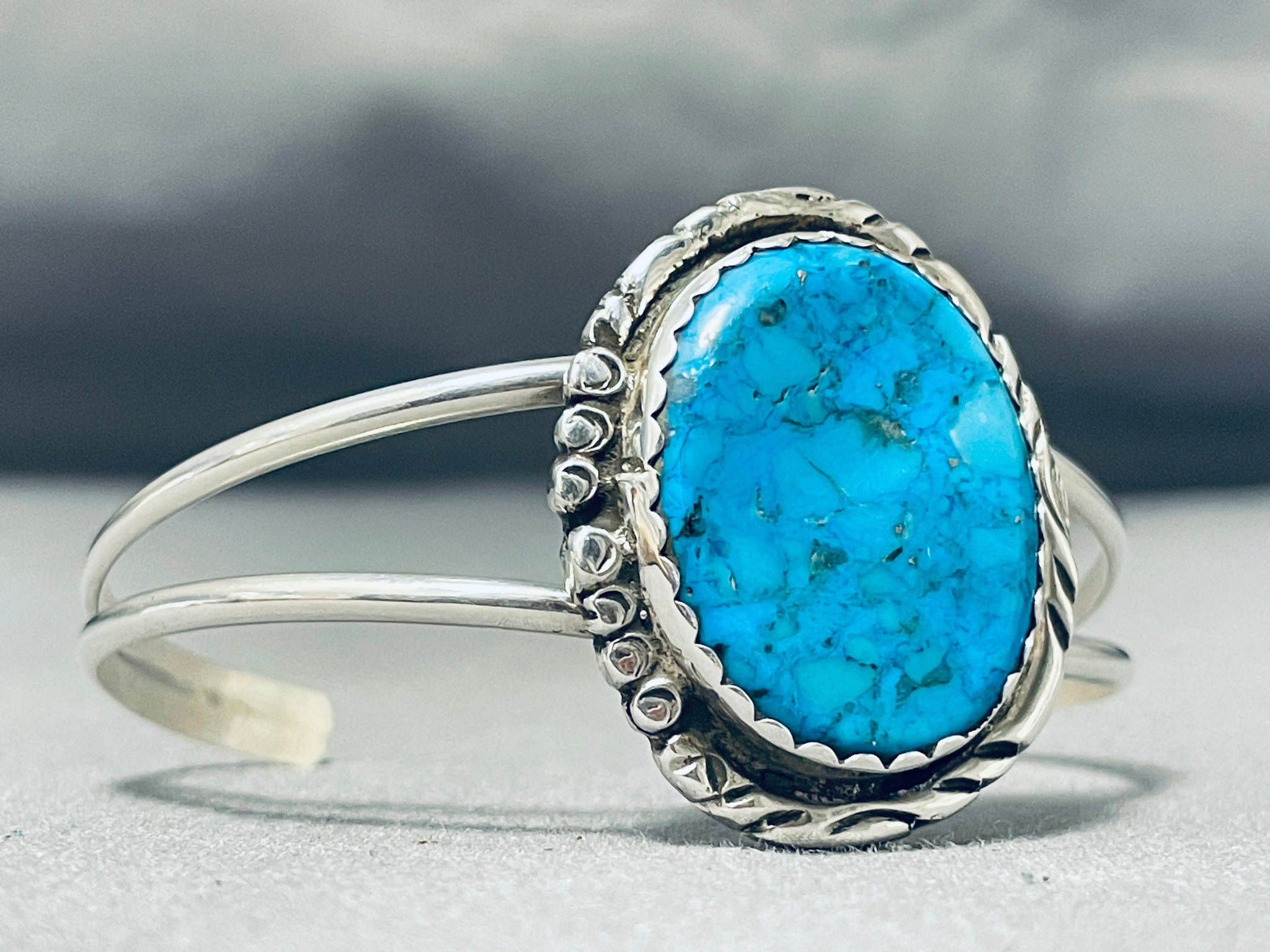 Impressive Vintage Native American Navajo Kingman Turquoise Sterling S ...