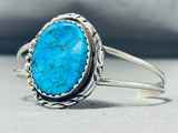 Impressive Vintage Native American Navajo Kingman Turquoise Sterling Silver Bracelet-Nativo Arts