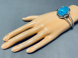 Impressive Vintage Native American Navajo Kingman Turquoise Sterling Silver Bracelet-Nativo Arts