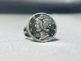 Impressive Vintage Native American Navajo Sterling Silver Mercury Dime Ring-Nativo Arts