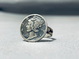 Impressive Vintage Native American Navajo Sterling Silver Mercury Dime Ring-Nativo Arts