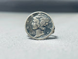 Impressive Vintage Native American Navajo Sterling Silver Mercury Dime Ring-Nativo Arts