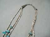 Impressive Vintage Native American Navajo Turquoise Sterling Silver Necklace Old-Nativo Arts