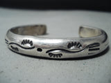 Impressive Vintage Native American Navajo Wave Stamp Sterling Silver Bracelet-Nativo Arts