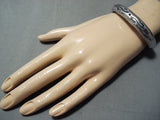 Impressive Vintage Native American Navajo Wave Stamp Sterling Silver Bracelet-Nativo Arts