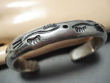 Impressive Vintage Native American Navajo Wave Stamp Sterling Silver Bracelet-Nativo Arts