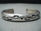 Impressive Vintage Native American Navajo Wave Stamp Sterling Silver Bracelet-Nativo Arts