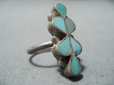 Impressive Vintage Native American Zuni Blue Gem Turquoise Sterling Silver Ring-Nativo Arts
