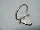 Impressive Vintage Native American Zuni Blue Gem Turquoise Sterling Silver Ring-Nativo Arts