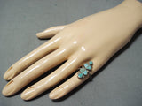 Impressive Vintage Native American Zuni Blue Gem Turquoise Sterling Silver Ring-Nativo Arts
