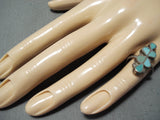 Impressive Vintage Native American Zuni Blue Gem Turquoise Sterling Silver Ring-Nativo Arts