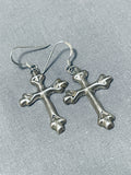 Impressive Vintage Native American Zuni Sterling Silver Cross Earrings-Nativo Arts