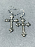 Impressive Vintage Native American Zuni Sterling Silver Cross Earrings-Nativo Arts