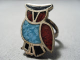 Impressive Vintage Native American Zuni Turquoise Sterling Silver Ring Old-Nativo Arts