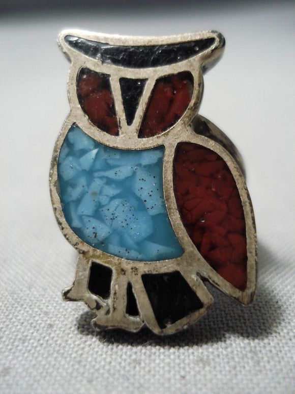Impressive Vintage Native American Zuni Turquoise Sterling Silver Ring Old-Nativo Arts