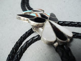 Impressive Vintage Native American Zuni Turquoise Sterling Silver Thunderbird Bolo Tie-Nativo Arts