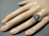 Impressive Vintage Navajo Kingman Turquoise Sterling Silver Ring Native American-Nativo Arts