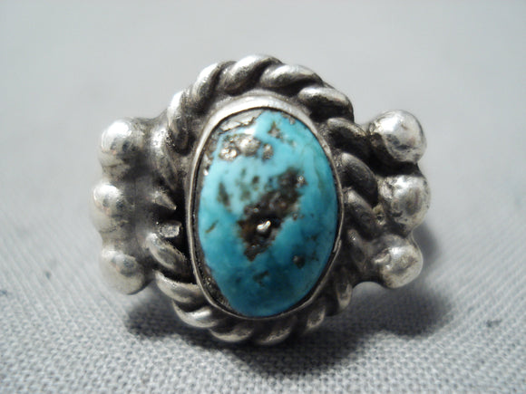 Impressive Vintage Navajo Kingman Turquoise Sterling Silver Ring Native American-Nativo Arts