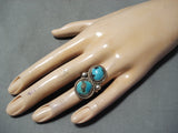 Impressive Vintage Navajo Turquoise Sterling Silver Ring Native American Old-Nativo Arts