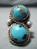 Impressive Vintage Navajo Turquoise Sterling Silver Ring Native American Old-Nativo Arts