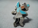 Impressive Vintage Zuni Turquoise Sterling Silver Ring Native American Old-Nativo Arts