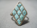 Impressive Vintage Zuni Turquoise Sterling Silver Ring Native American Old-Nativo Arts