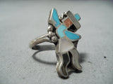 Impressive Vintage Zuni Turquoise Sterling Silver Ring Native American Old-Nativo Arts