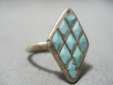 Impressive Vintage Zuni Turquoise Sterling Silver Ring Native American Old-Nativo Arts