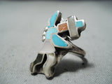 Impressive Vintage Zuni Turquoise Sterling Silver Ring Native American Old-Nativo Arts