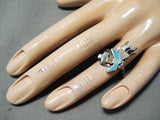 Impressive Vintage Zuni Turquoise Sterling Silver Ring Native American Old-Nativo Arts