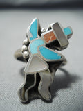Impressive Vintage Zuni Turquoise Sterling Silver Ring Native American Old-Nativo Arts